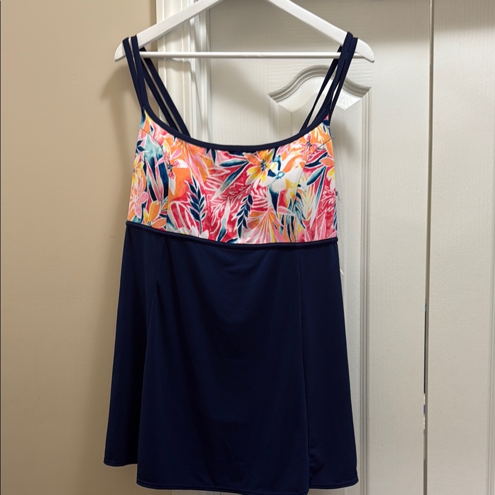 Floral Print Navy Swim Dress